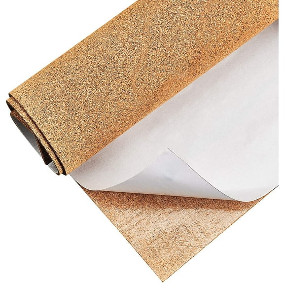 SUNNYCLUE Cork Bulletin Board Liner 2mm Thick Adhesive with 1 Roll Count Pack, Wooden Brown