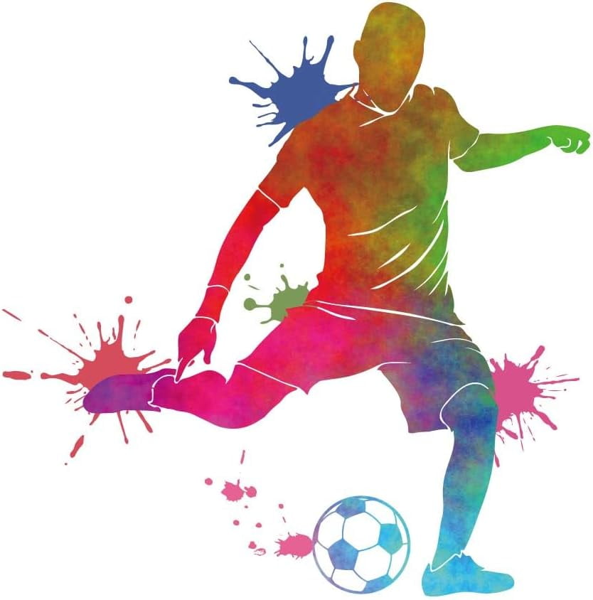 SUNNYCLUE Football Player Wall Stickers Sports Figure Gradient Color Wall Decal Minimalist Peel and Stick for Football Field Sports Room Training Field Wall Decoration