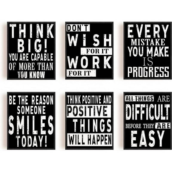 SUNNYCLUE Inspirational Quotes 24” x 36” Framed Canvas Art Prints (Set of 6)