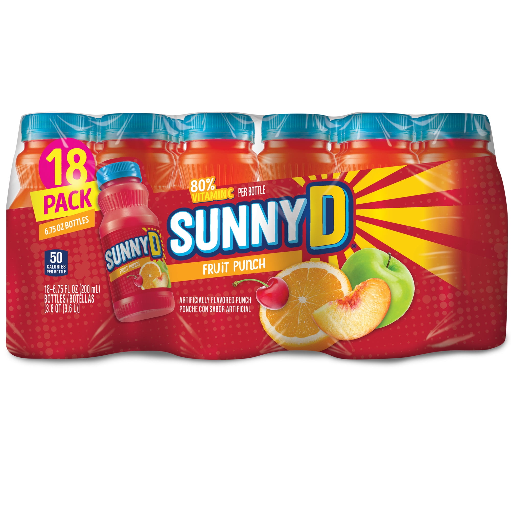 SUNNYD Fruit Punch Shelf Stable Juice Drink, 18 Count, fl oz