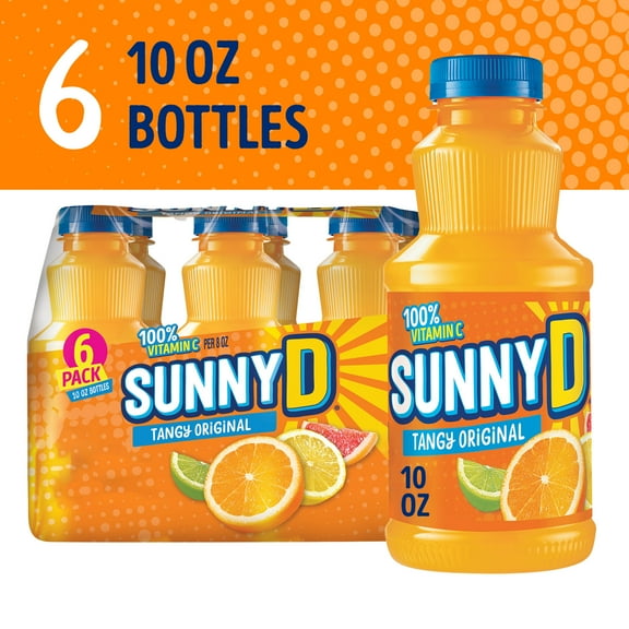 SUNNYD Tangy Original Orange Juice Drink, 6 Count, 10 fl oz Bottles