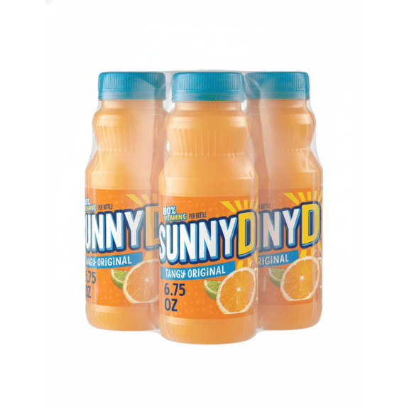 SUNNYD Tangy Original Shelf Stable Orange Juice Drink, 4 Count, 6.75 fl oz Bottles