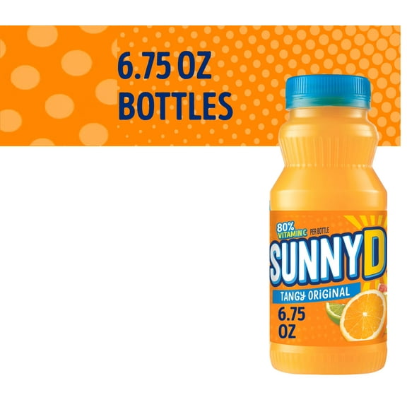 SUNNYD Tangy Original Shelf Stable Orange Juice Drink,6.75 fl oz Bottles