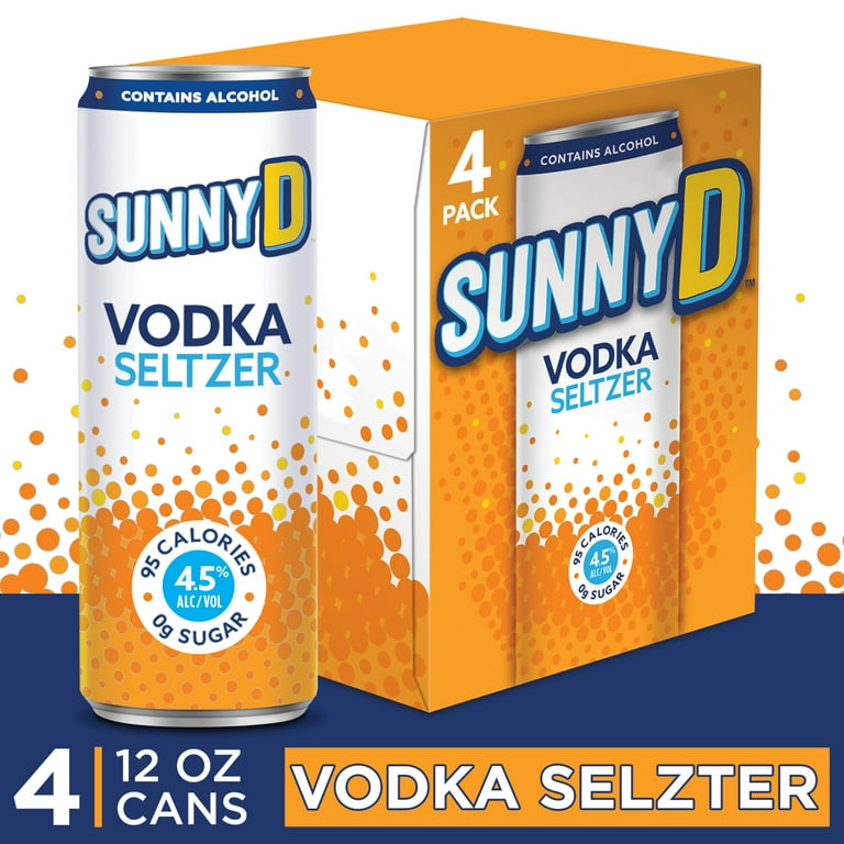 SUNNYD Vodka Seltzer, 4 pack of 12oz slim cans 