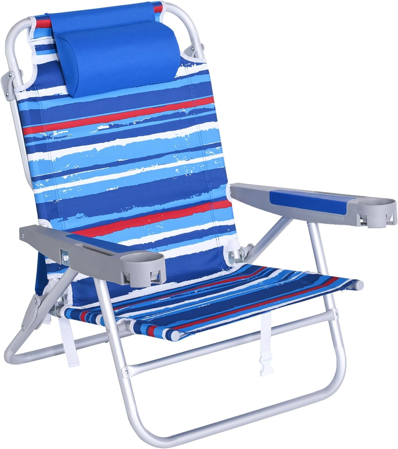 SUNNYFEEL Extra Wide Low Beach Chair 5 Position Lay Flat 500 LBS Heavy