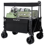 Sunnyfeel 230L / 220 lb Capacity Garden Wagon with 3-in-1 Design, Foldable Canopy, 7 All-Terrain PVC Wheel, and Rear Hanging Shelf
