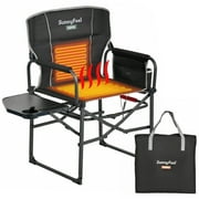 SUNNYFEEL Heated Camping Directors Chair, Heavy Duty,Oversized Outdoor Portable Heating Folding Chair with Side Table, Pocket for Beach, Fishing,Trip,Picnic,Lawn,Concert Foldable Camp Chairs