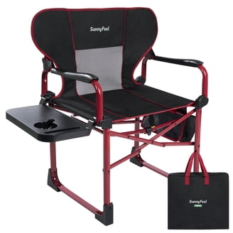 Black Lightweight Folding Directors Chair W/ Table Arms Camping Fishing Garden Black Lightweight Folding Directors Chair W/ Table Arms Camping Fishing Garden