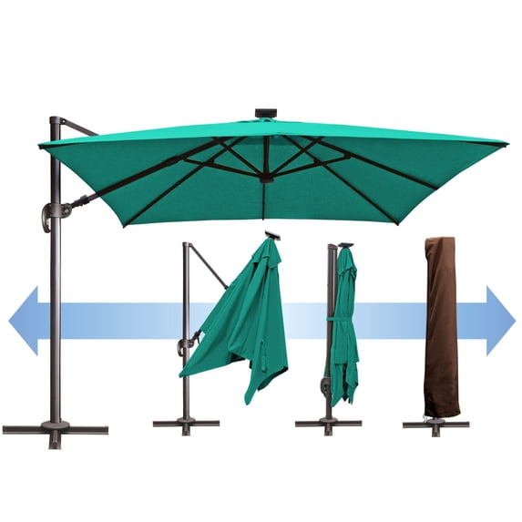 SUNNYOUTDOOR 10'x10' Deluxe Cantilever Umbrella Sunbrella Cover Umbrella Patio Umbrella Garden Outdoor (Teal)