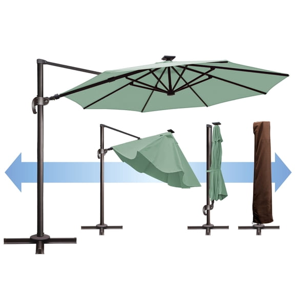 SUNNYOUTDOOR 11.5' Sunbrella Cover Umbrella Deluxe Cantilever Umbrella Patio Umbrella Garden Outdoor (Spa)