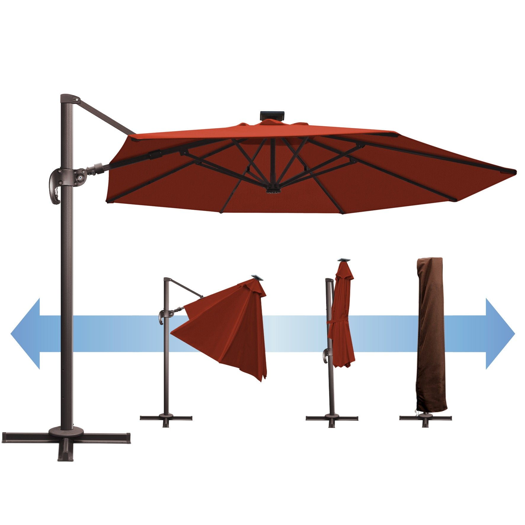 SUNNYOUTDOOR 11' Sunbrella Cover Umbrella Deluxe Cantilever Umbrella Patio Umbrella Garden Outdoor (Henna)
