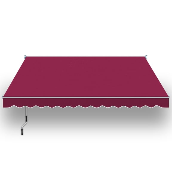 SUNNYOUTDOOR 12x10 FT Patio Awning Retractable Outdoor Sun Shade Manual Patio Deck Awning Heavy Duty Awning (Burgundy)