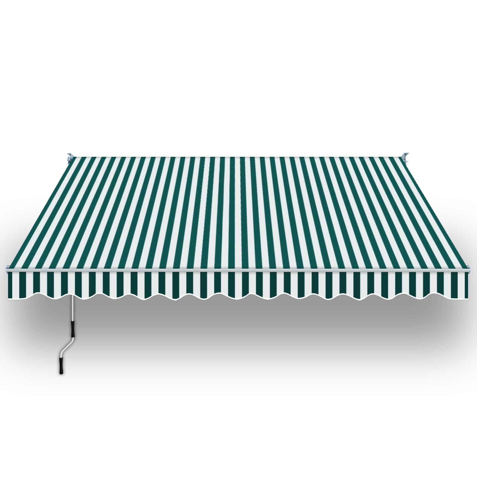 SUNNYOUTDOOR 12x10 FT Patio Awning Retractable Outdoor Sun Shade Manual Patio Deck Awning Heavy Duty Awning (Green with white)