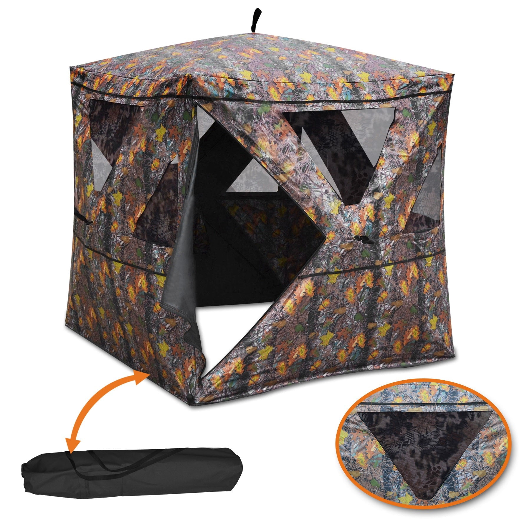 SUNNYOUTDOOR 2-3 Person Camouflage Hunting Blind Ground Archery Portable Pop Up Hunting Tent