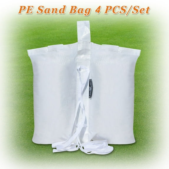 SUNNYOUTDOOR 4 Pack Leg Weight Bags Sand Bags for Pop Up Canopy Tent Leg Anchor Kit White, up to 33LB Per Bag, White, S