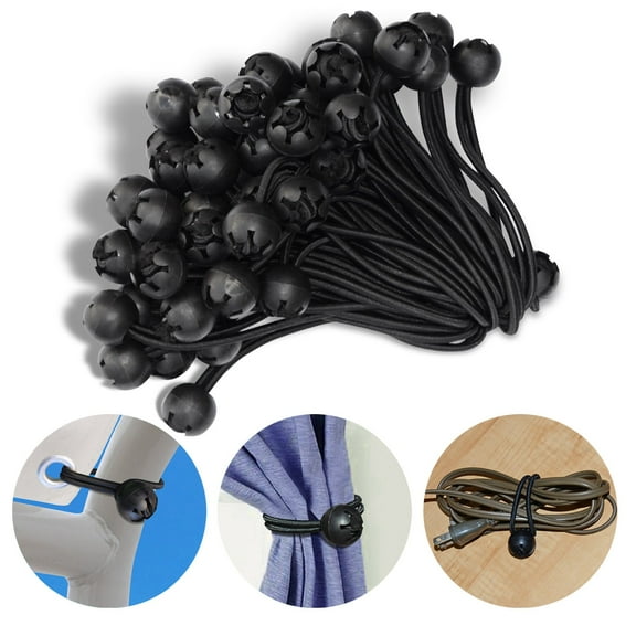 SUNNYOUTDOOR 6" Ball Bungees Cords Tarp Tent Tie Down Ball Bungees Canopy Gazebo Straps45 PCS, Black