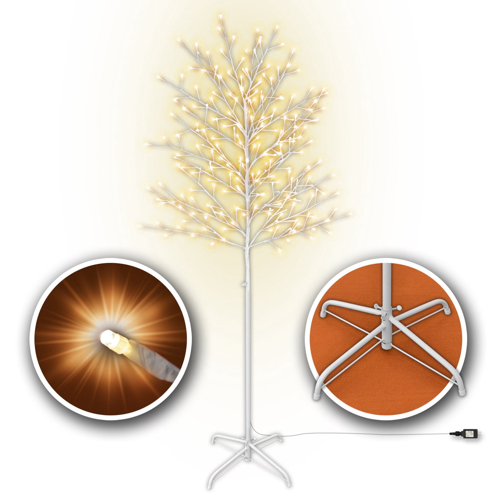 SUNNYOUTDOOR 6ft Christmas Silver Birch Twig Tree Light Warm White Indoor Outdoor 112 LEDs Lighted Tree Xmas Christmas Decoration