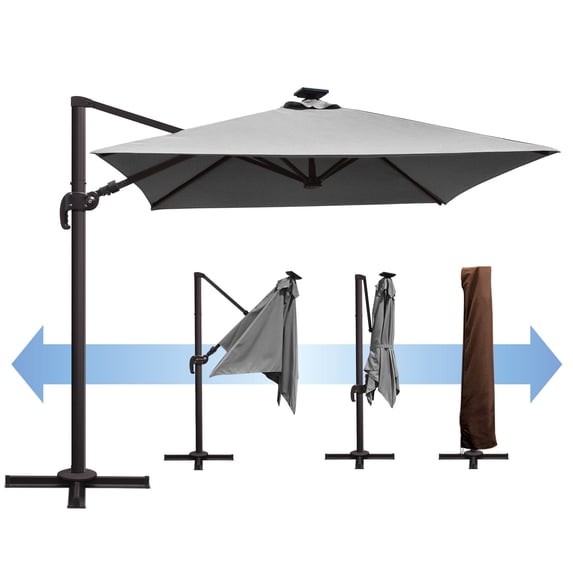 SUNNYOUTDOOR 8'x8' Sunbrella Cover Umbrella Deluxe Cantilever Umbrella Outdoor Garden Patio Umbrella (harcoal)