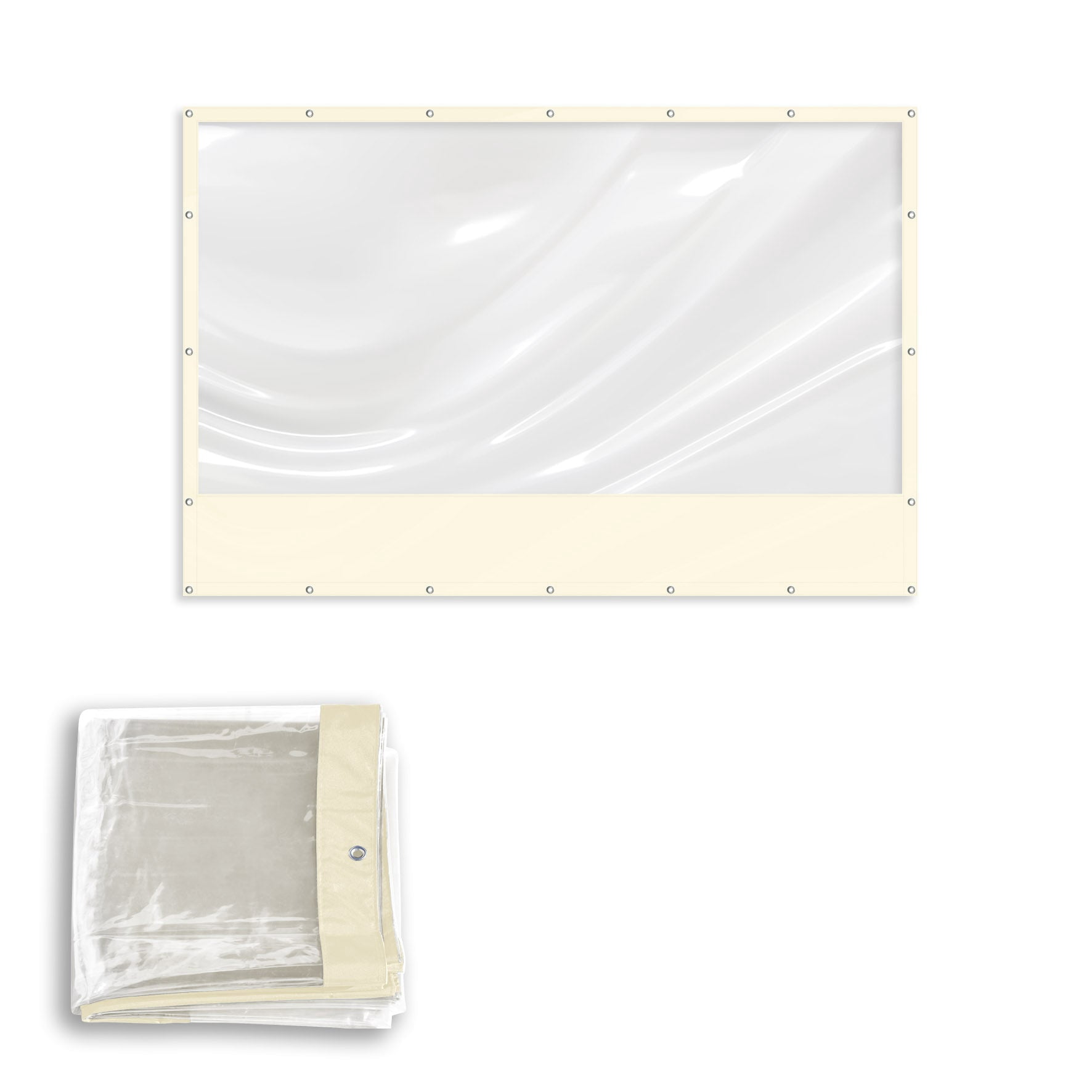 SUNNYOUTDOOR 8x12 ft PVC Vinyl Tarp Clear Sidewall for Straight Leg Splicing Transparent Canopy Tent wall with eyelets 16 Mil (Ecru)