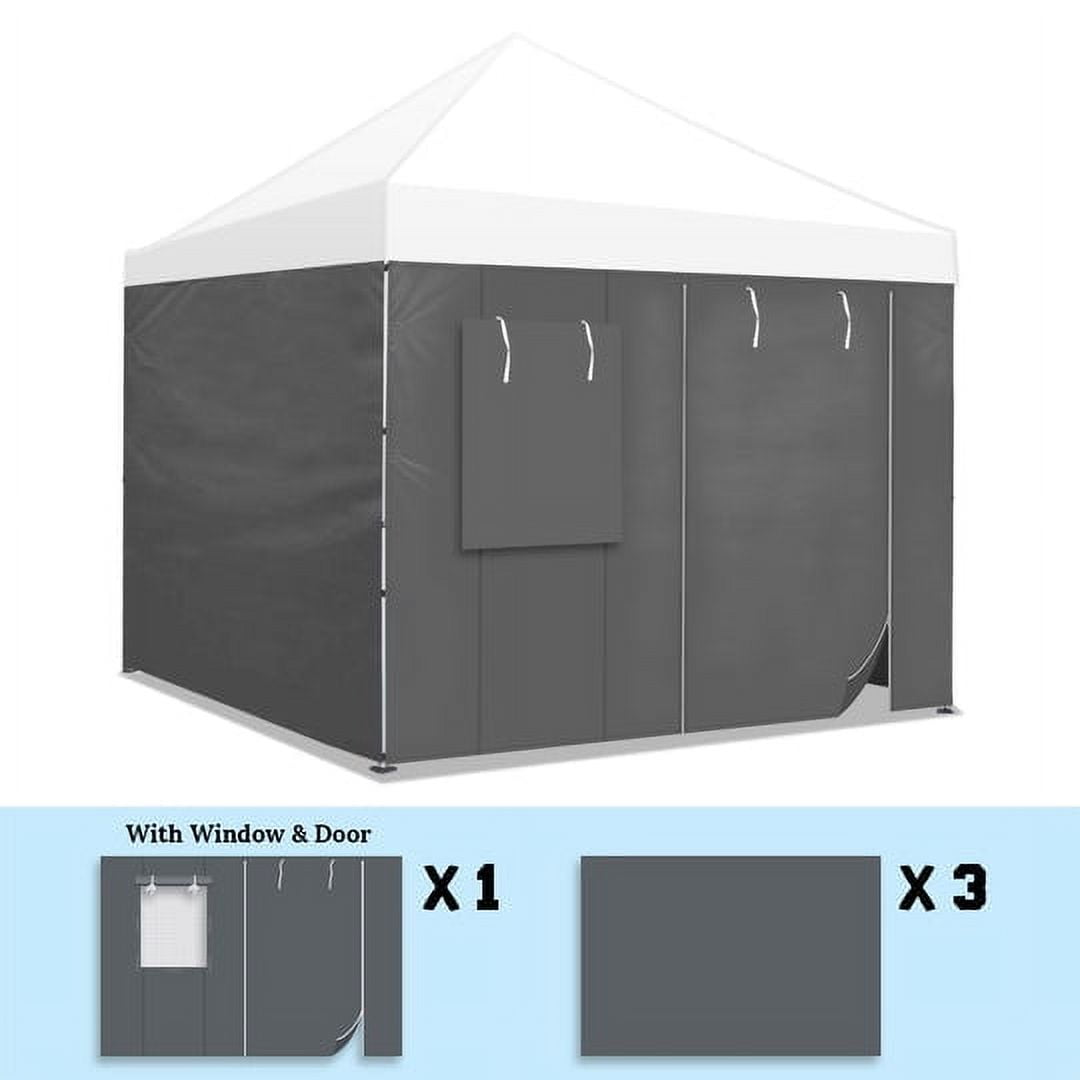 SUNNYOUTDOOR 10'x10' Full Zippered Walls for Easy Pop Up Canopy Tent, Enclosure Sidewall Kit with Roller Up Mesh Window and Door, 4 Walls ONLY, Frame not Included, Grey