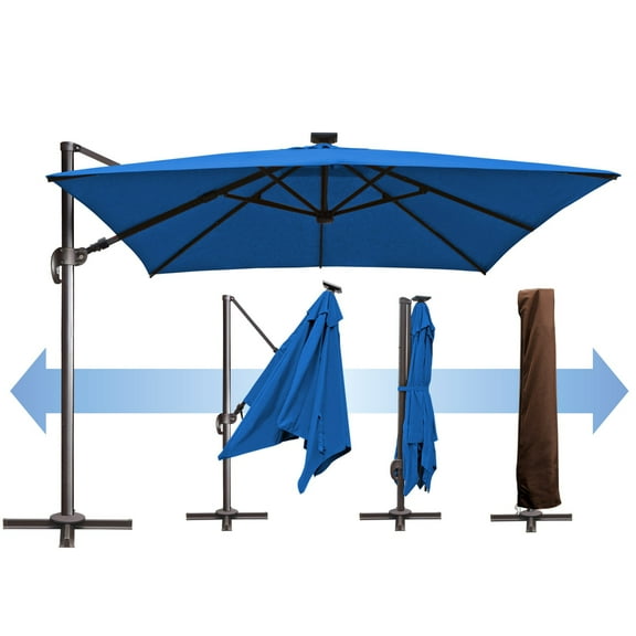SUNNYOUTDOOR 10'x10' Deluxe Cantilever Umbrella Sunbrella Cover Umbrella Patio Umbrella Garden Outdoor (Blue)