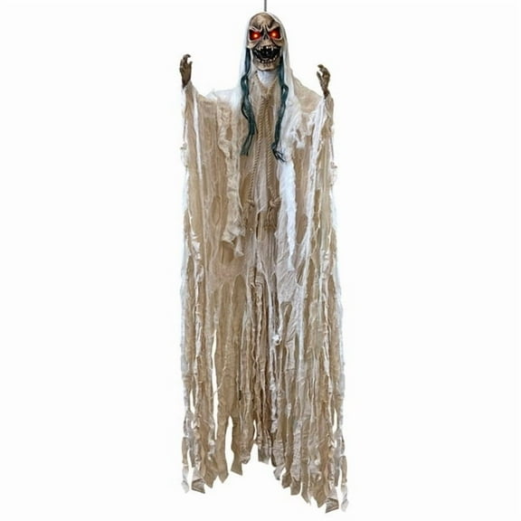 SUNNYOUTDOOR Hanging Halloween Ghost Decoration Indoor Outdoor Hanging Swing Ghost Decorations for Front Porch Yard Tree Porch Yard, White(6.6')