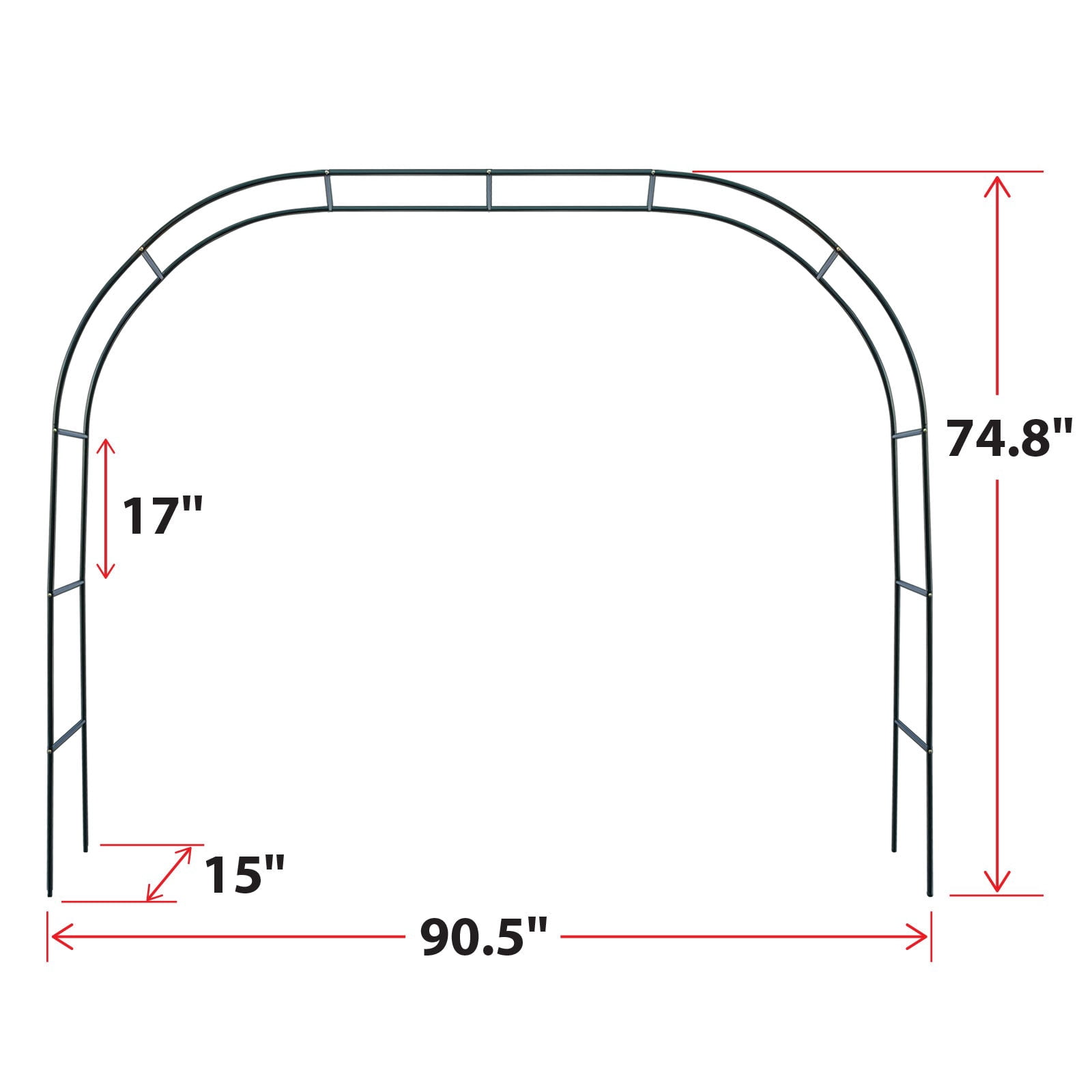 SUNNYOUTDOOR Metal Garden Arch Trellises Climbing Frame Wedding Arch Garden Arbor Outdoor Wedding Party Decoration Arbor, 90.5" W x 15" D x 74.8" H