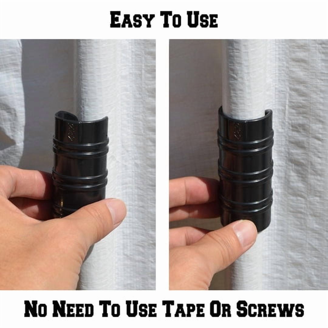 Sunny Outdoor Pipe Clamp PVC Pipe Garden Clip Greenhouse Banner Frame ABS PC Black 3/4 inch (3 count)