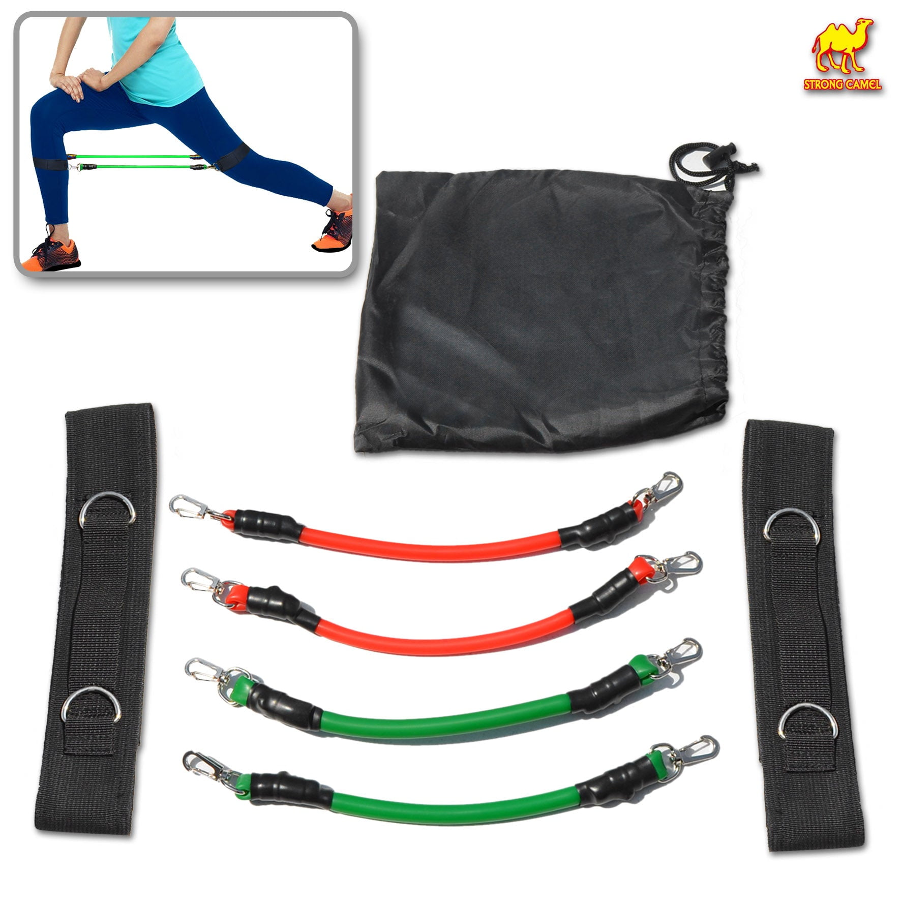 SUNNYOUTDOOR Resistance Bands Kinetic Strength Leg Ankle Fitness Exercise Set Power Kick, 4 Pack