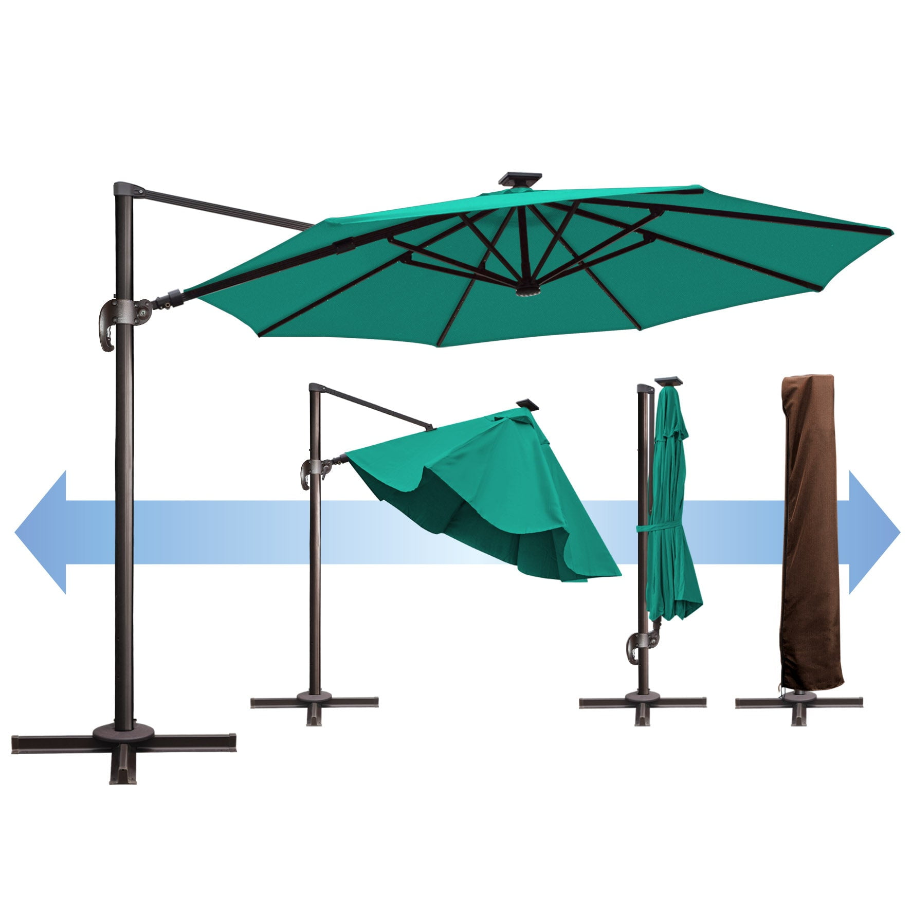 SUNNYOUTDOOR 11.5' Sunbrella Cover Umbrella Deluxe Cantilever Umbrella Patio Umbrella Garden Outdoor (Teal)