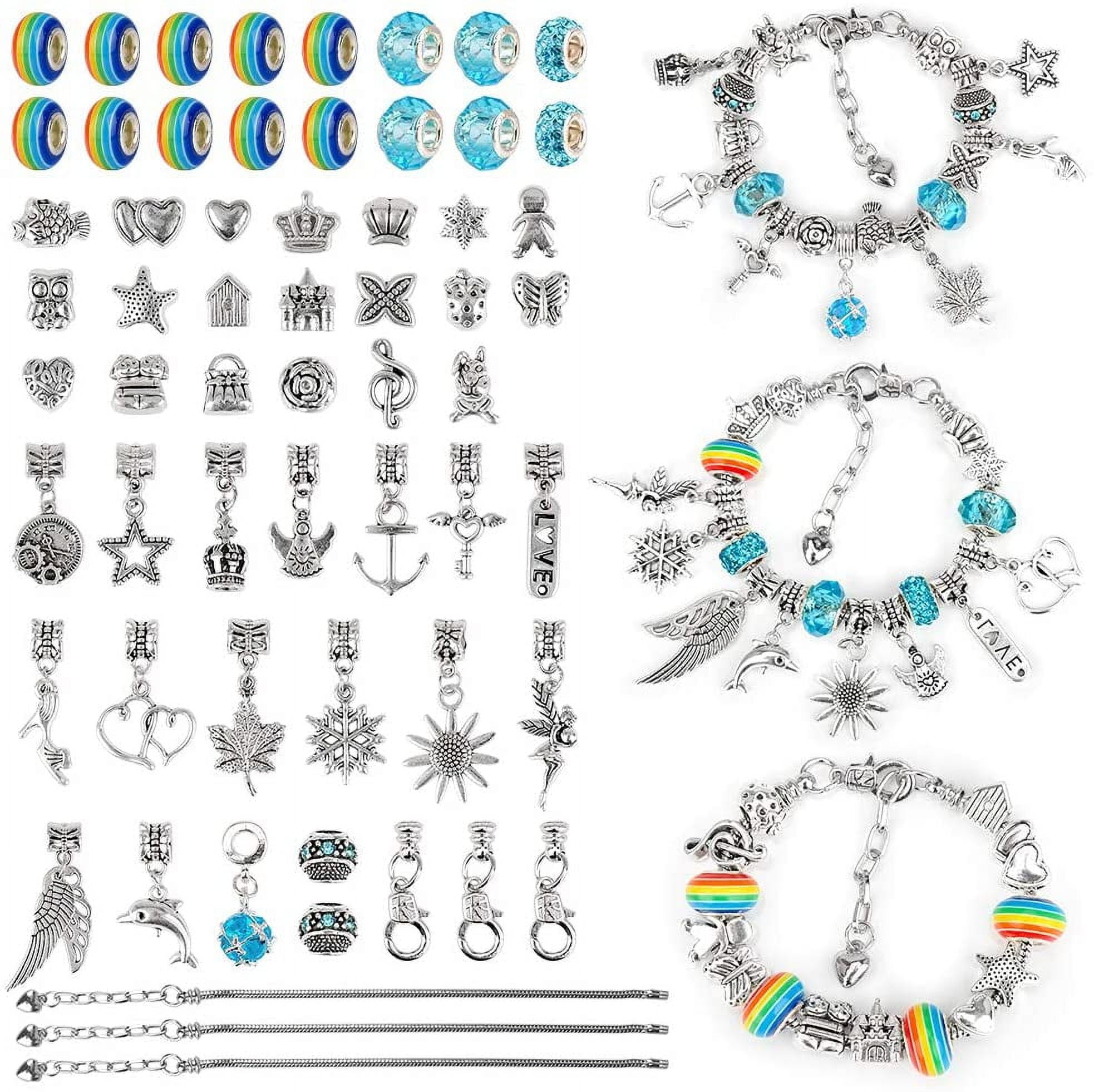 ANPAIY 378pcs Charm Bangle Bracelet Making Kit DIY, Jewelry Making Supplies  Beads, Expandable Charm Bracelets Pendants Plier Set Toy Art Craft Gift