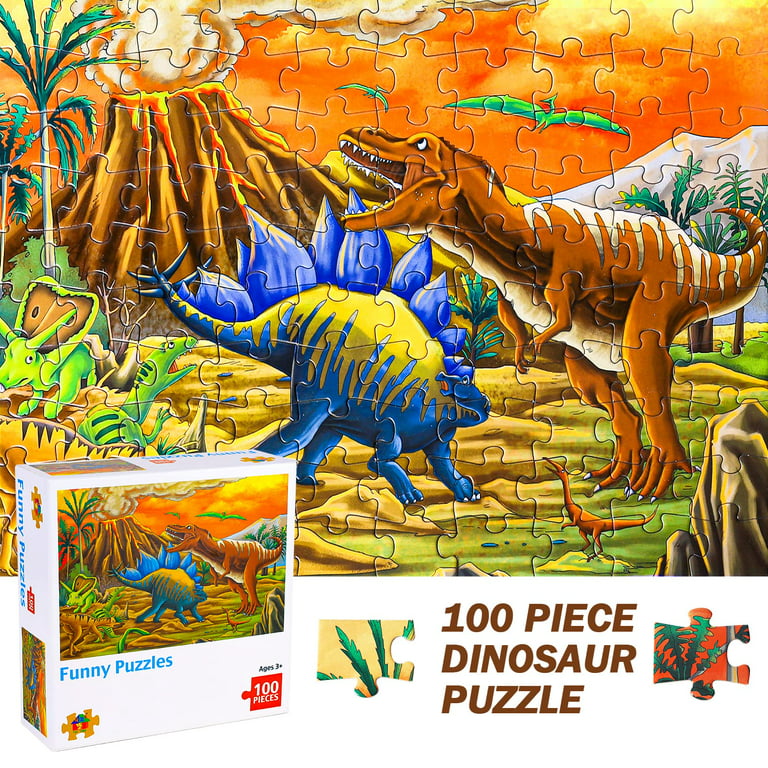 SUNNYPIG Dinosaur Jigsaw Puzzles for Kids Puzzles for 3 4 5 Year Olds Boy  Toys,Dinosaur Toys for Boys, 100 Piece Jigsaw Puzzles for Children Kids  Dinasour Gift for Boys Girls Age 3
