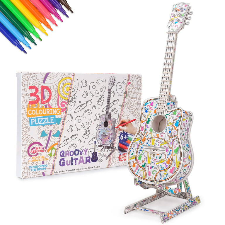 SUNNYPIG Drawing Set for 8 Year Old Kid Guitar Painting Kit for 6 Year Old  Boy Girl DIY 3D Coloring Puzzle Art and Craft Toy for 10 11 12 Year Old  Children Craft Gift 