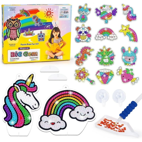 SUNNYPIG Unicorns Gifts for Girls 4 5 6 7 8 9 10 Year Old Girl Birthday Gift: Arts and Crafts for Kids 4-6 Painting Sticker Kits Girls Toys Age 6-8 Gem Toy for 5 6 7 8 9 Year Old Girls Room Decor