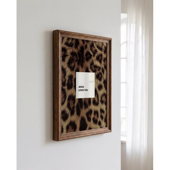 SUNNYPOSTER Leopard Print Wall Art, Christian Scripture Quote Poster, Neutral Cheetah Print Home Decor, Modern Faith Decor Gift, Unframed Paper Poster 8x12in