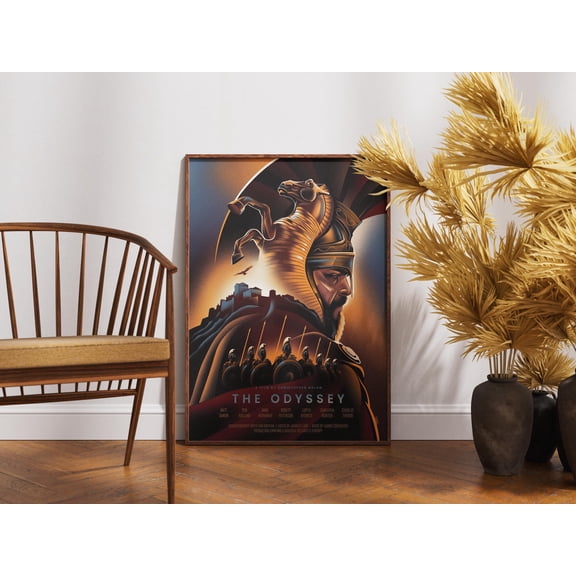 SUNNYPOSTER The Odyssey Movie Poster, Christopher Nolan Film Wall Art, Greek Mythology Canvas Print, Trojan Horse Art, Cinema Room Decor, Cinephile Gift, Unframed Paper Poster 8x12in