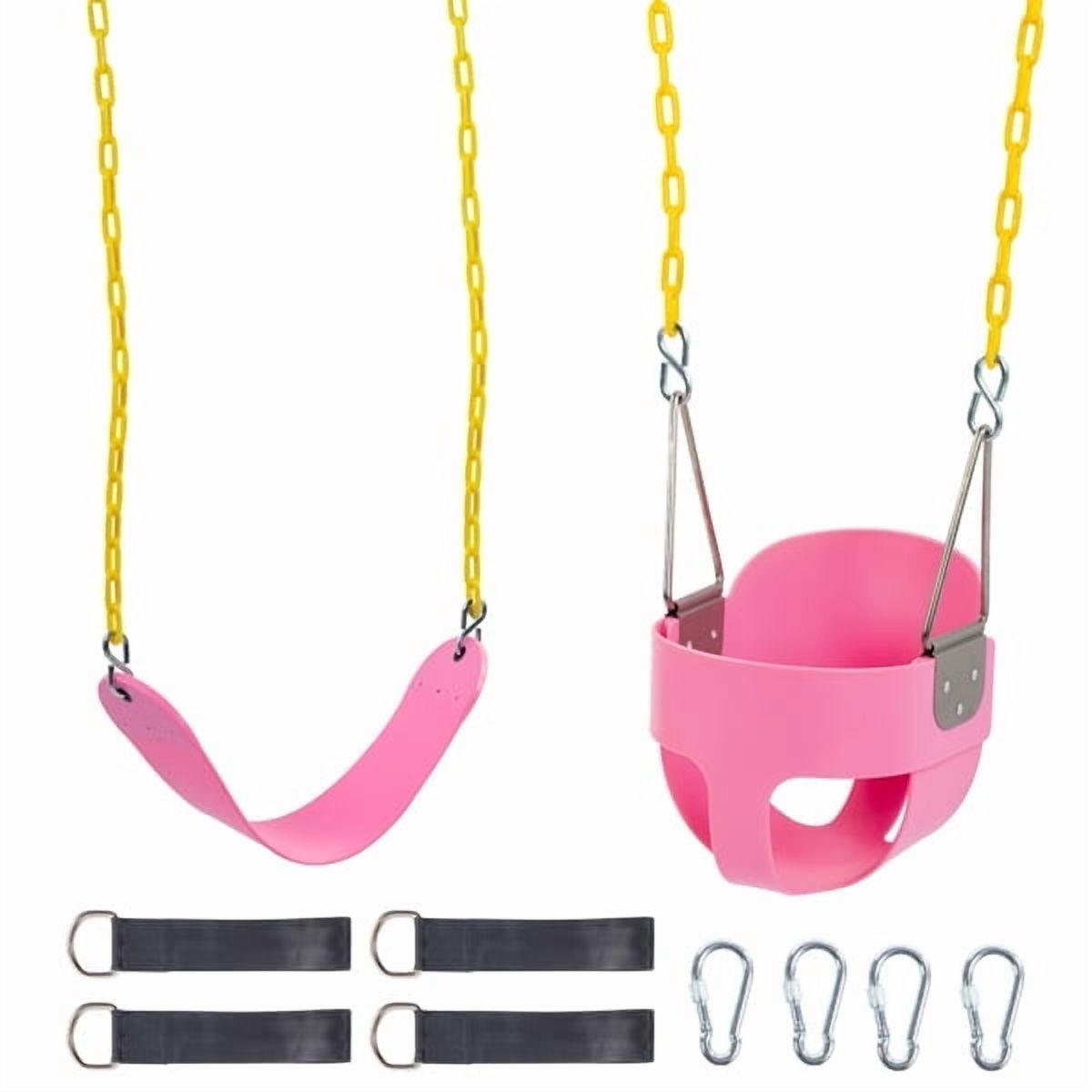 SUNNYTONE Kingdom Toddler Swing - Heavy Duty, High Back, Full Bucket Baby Swing Seat with Coated Chains for Outdoor Use - Fully Assembled