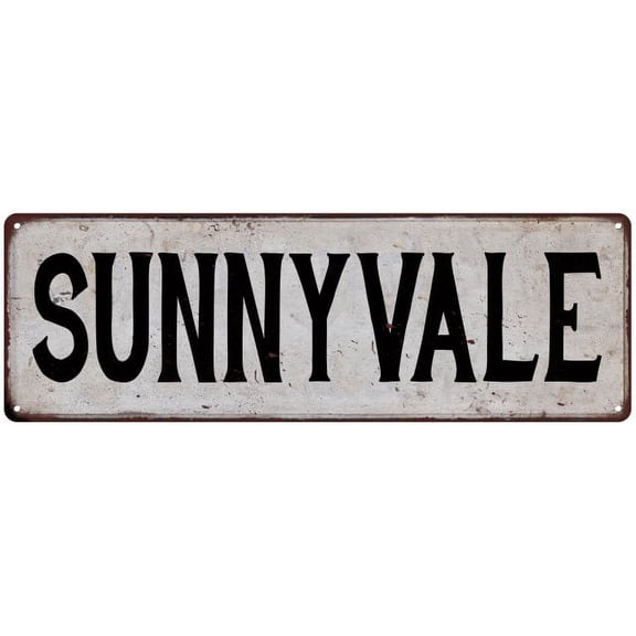 SUNNYVALE Vintage Look Rustic Metal 6x18 Sign City State 106180041254
