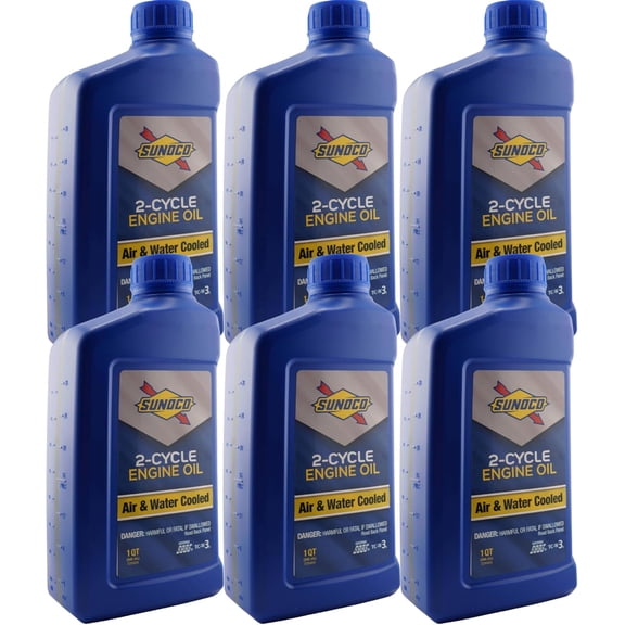 SUNOCO 721005 2-Cycle Engine Oil 1 Quart TC-W3 Certified Air & Water Cooled (Pack of 6)