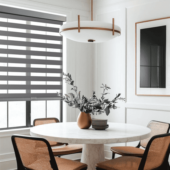 SUNOFF Zebra Blinds – Cordless & Custom Size Dual-Layer Shades, Modern & Safe Design for Home or Office!29" W x 72" H, Grey