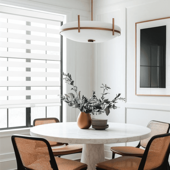 SUNOFF Zebra Blinds – Cordless & Custom Size Dual-Layer Shades, Modern & Safe Design for Home or Office!64" W x 72" H, White