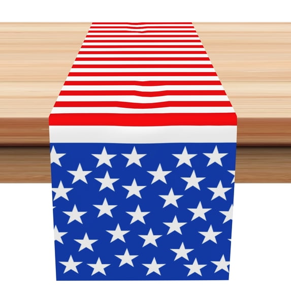 SUNOLIFE 4th of July Table Runner,Patriotic Independence Day Kitchen Dining Table Decoration for Home Party 13 x 60 Inch