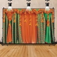 thumbnail image 1 of SUNOLIFE 5x3ft,India Pooja Backdrops Puja Ganpati Pooja Traditional Mehndi Festival Photography Background Diwali Marigold Garlands Table Banner for Wedding Party Decorations, 1 of 4