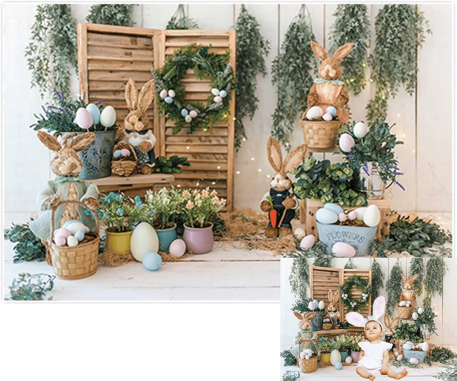 SUNOLIFE 7x5ft,Happy Easter Backdrop,Easter Bunny Photography ...