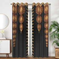 SUNOLIFE Black Blackout Curtains 2 Panels 63 Inch Boho Modern Window Curtains for Living Room Bedroom