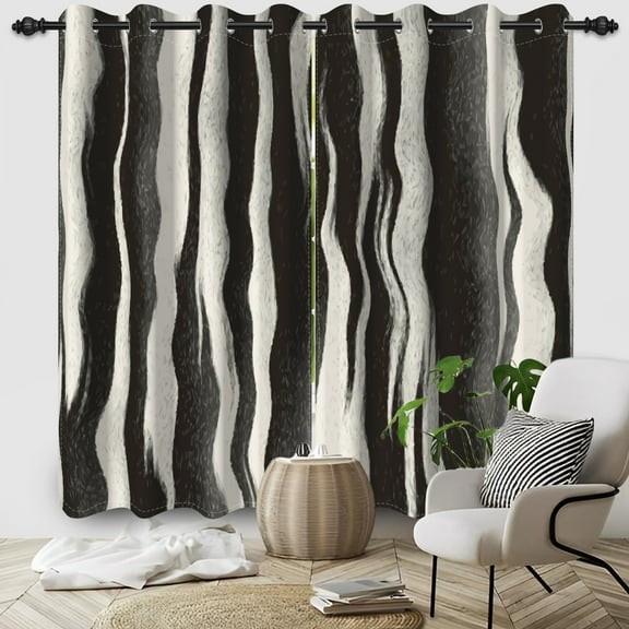 SUNOLIFE Black and White Blackout Curtains 2 Panels 84 Inch Abstract Window Curtains for Living Room Bedroom