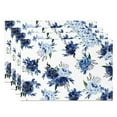 thumbnail image 1 of SUNOLIFE Blue Floral Placemats Watercolor Floral Table Mats Set of 4,Flowers Linen Fabric Mats for Dining Table Decorations 12x18 inch, 1 of 5