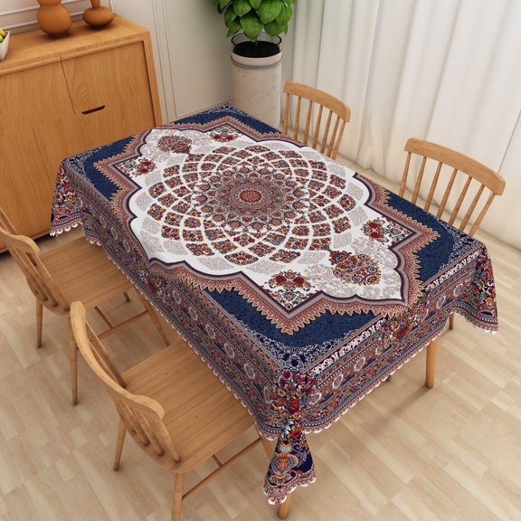 SUNOLIFE Bohemain Tablecloth Rectangular Boho Mandala Nationality Parten Table Cloth Cover 60 x 84 Inch