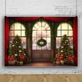 thumbnail image 1 of SUNOLIFE Christmas Backdrop Banner Winter Snow Scene Xmas Tree Photo Background Banner 8x6ft, 1 of 3
