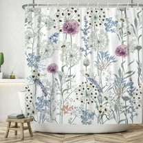 SUNOLIFE Dandelion Shower Curtain Spring Floral Plants Fabric Bathroom Curtain,72x72 in